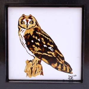 Ceramic Tile Art Short-eared Owl