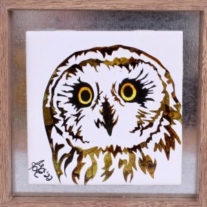 Ceramic Tile Art Screech Owl